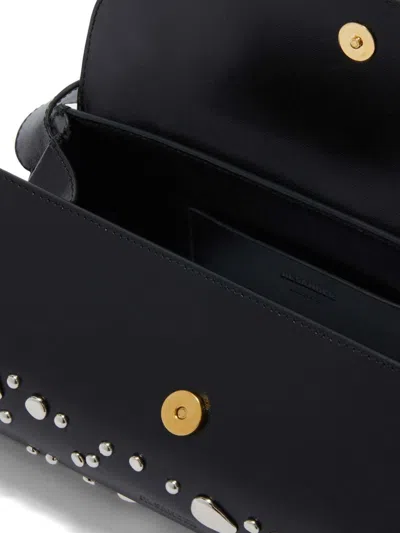Jil Sander Small Cannolo Studded Shoulder Bag In 黑色