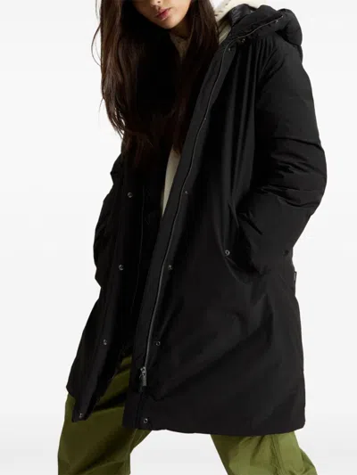 Woolrich Minimalist Black Coat With High Collar In 黑色
