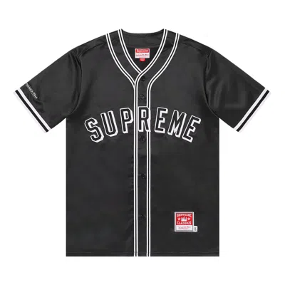 Pre-owned Supreme X Mitchell & Ness Stadium Satin Varsity Jacket 'black'