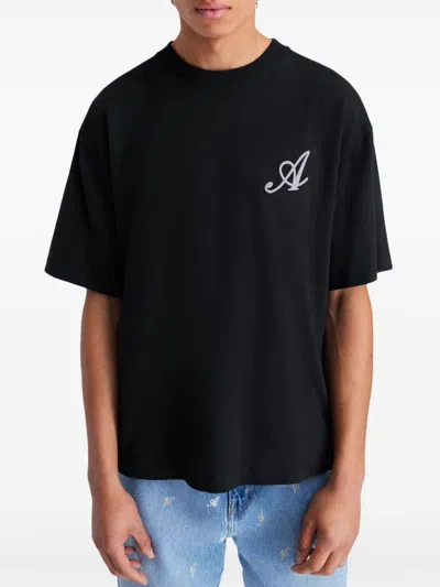 Shop Axel Arigato Logo-embroidered T-shirt In Black