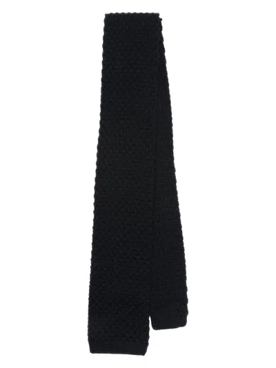 Fursac Knitted Wool Tie In Blue