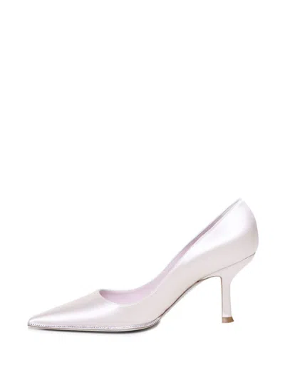 René Caovilla 50mm Satin Pumps In White