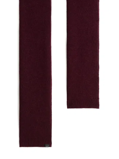 Shop Woolrich Mini Logo-tag Knitted Scarf In Red