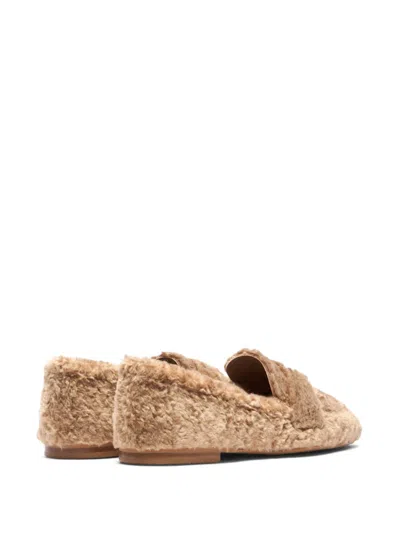 Casadei Synthetic Leather Moccasin Curly Effect In Brown