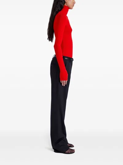 Proenza Schouler Fox Longline Logo Rib Turtleneck Top In Red