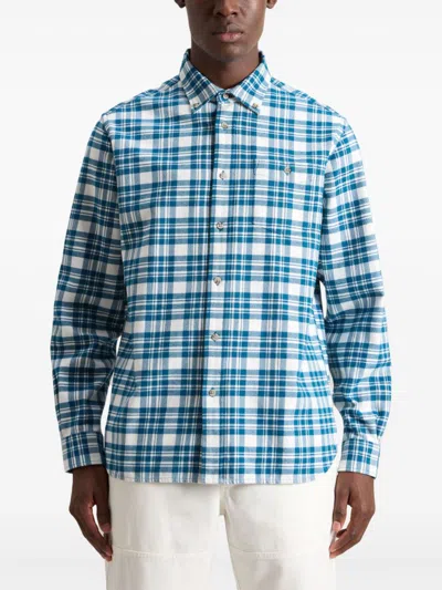 Woolrich Check Pattern Flannel Shirt In Blue