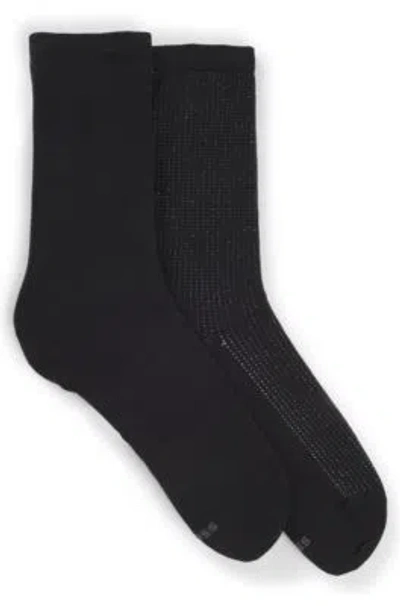 Hugo Boss Two-pack Of Regular-length Socks In Black