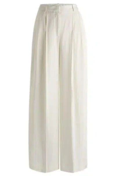 Hugo Boss Relaxed-fit Trousers With A Wide Leg In White