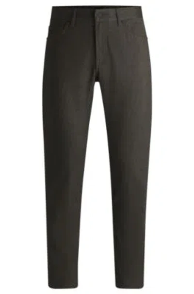 Hugo Boss Casual Regular-fit Trousers In Anti-wrinkle Twill In Light Beige