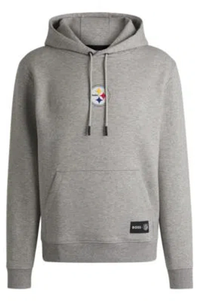 Hugo Boss Boss X Nfl Interlock Hoodie With Special Branding In Steelers