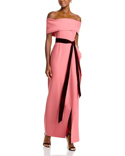 Oscar De La Renta Off-the-shoulder Wool-blend Gown In Rouge