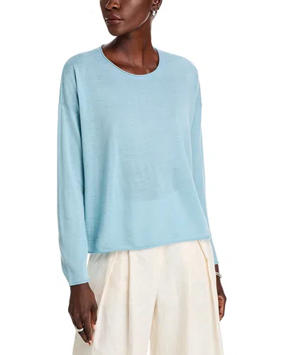 Eileen Fisher Crewneck Wool Sweater In Frost