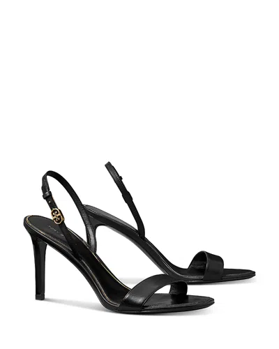 Tory Burch Double T-button High-heeled Sandals In Perfect Black