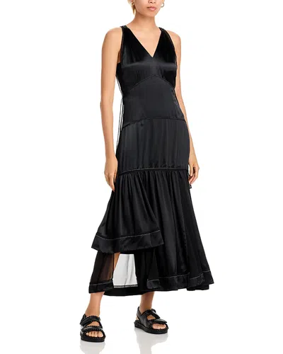 3.1 Phillip Lim Liquid Satin Tiered Gown In Black