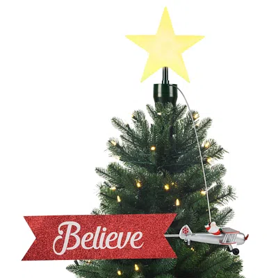 Mr. Christmas Animated Biplane Tree Topper With Banner