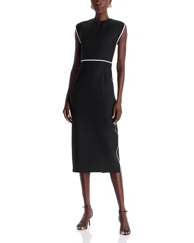 Hugo Boss Boss Detira Wool Blend Sheath Midi Dress In Black