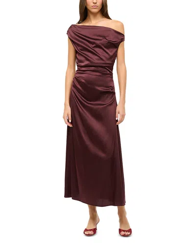 Staud One-shoulder-maxikleid Phare Aus Baumwolle In Merlot