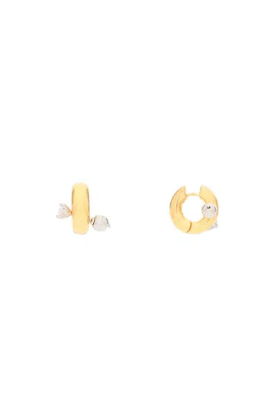 Shop Panconesi Gold Tone Hoops Earrings With Zircons In Gold Plated Brass Woman In Grey