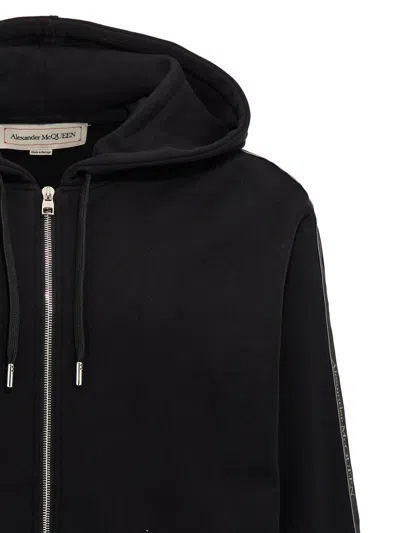 Shop Alexander Mcqueen 'logo Tape' Hoodie In Black