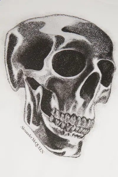 Alexander Mcqueen Skull Print Crewneck T-shirt In White