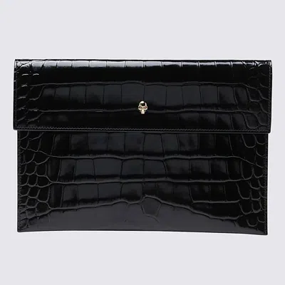 Shop Alexander Mcqueen Skull Envelope Pouch In Black