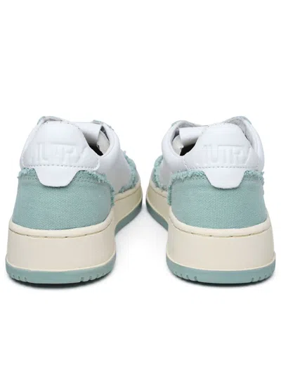 Shop Autry Leather And Canvas Sneakers In White/blu