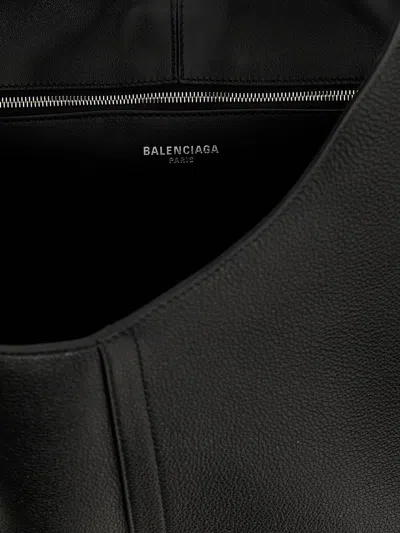 Shop Balenciaga 'hobo North-south Locker' Midi Shoulder Bag In Black