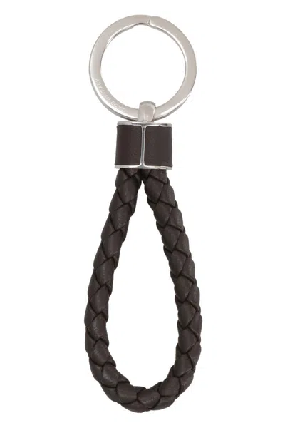 Bottega Veneta Intrecciato Leather Keyring In Brown
