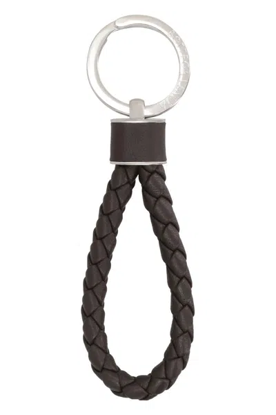 Bottega Veneta Intrecciato Leather Keyring In Brown