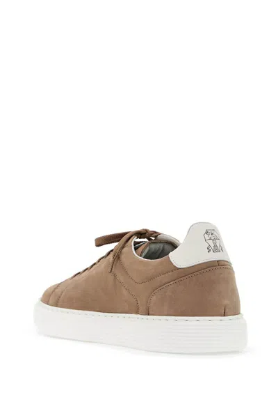 Shop Brunello Cucinelli Brown Leather Sneakers In Beige