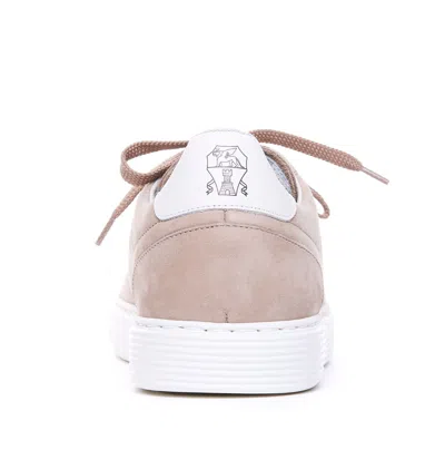 Shop Brunello Cucinelli Brown Leather Sneakers In Beige