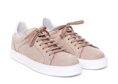 Shop Brunello Cucinelli Brown Leather Sneakers In Beige