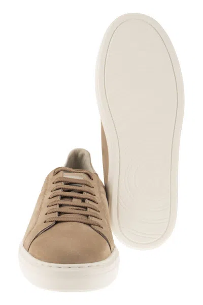 Shop Brunello Cucinelli Brown Leather Sneakers In Beige