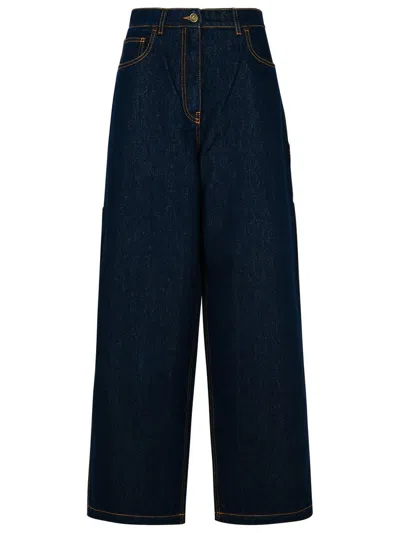 Etro Wide-leg Cotton Blend Jeans In Blue