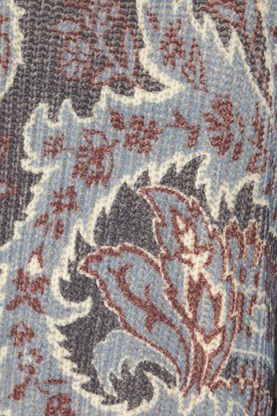 Etro Grey Floral Print Knitted Wool Sweater