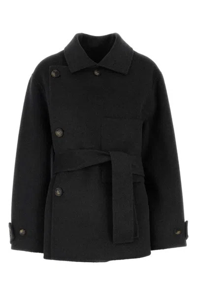 Philosophy Di Lorenzo Serafini Grey Oversized Cropped Double-breasted Coat In Grey