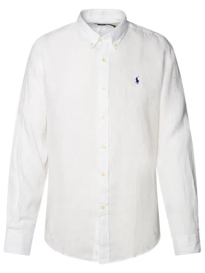 Polo Ralph Lauren Embroidered-logo Cotton Shirt In White