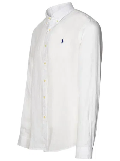 Polo Ralph Lauren Embroidered-logo Cotton Shirt In White