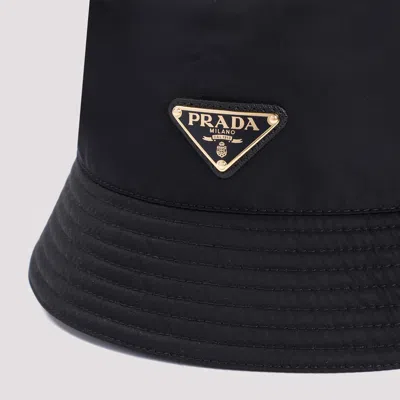 Prada Raffia Bucket Hat In Black