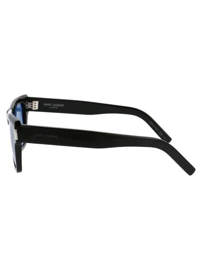 Saint Laurent Sl 469 Sunglasses In 005 Black Black Blue