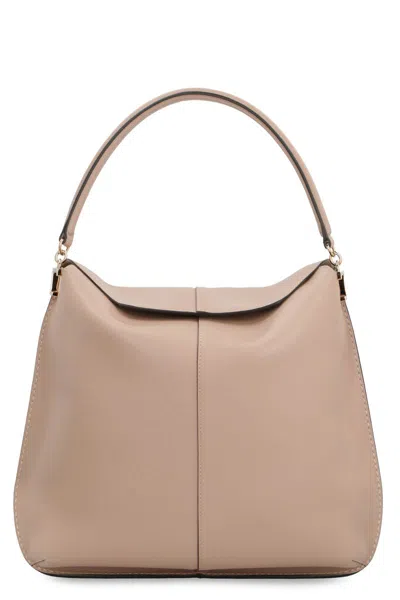 Shop Tod's T-case Leather Shoulder Bag In Grey