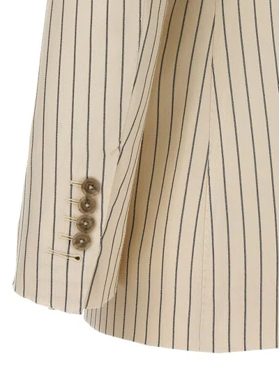 Shop Tom Ford Striped Double-breasted Blazer In Powder