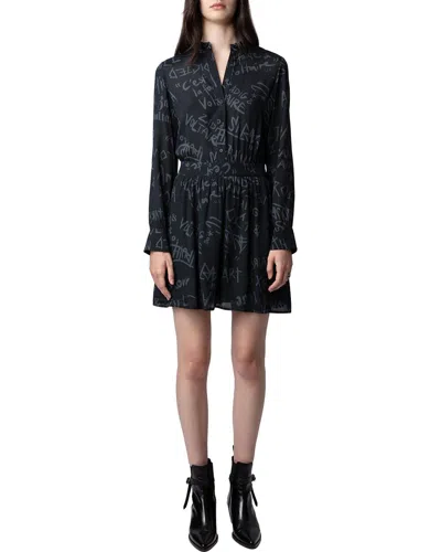 Zadig & Voltaire Refla Crepe Manifesto Dress In Black
