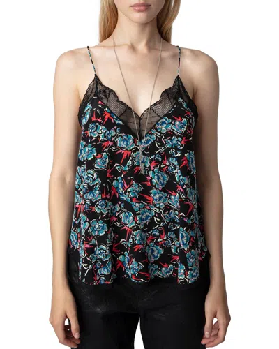 Zadig & Voltaire Christy Thunder Caraco Silk Cami In Black