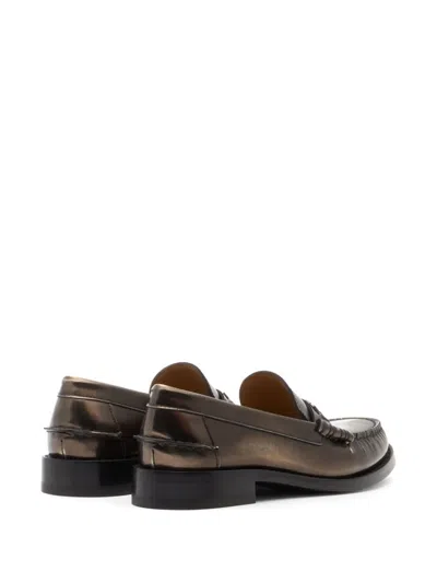 Shop Casadei Leather Loafers In Brown