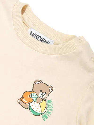 Moschino Leo Teddy-print T-shirt In Neutrals