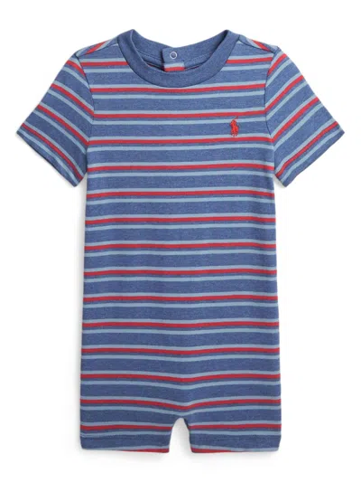 Polo Ralph Lauren Striped Cotton Romper In Blue