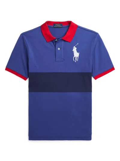 Polo Ralph Lauren Logo-embroidered Stripe Polo Shirt In Blue