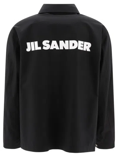 Jil Sander Black Shirt-jacket With Logo In Black