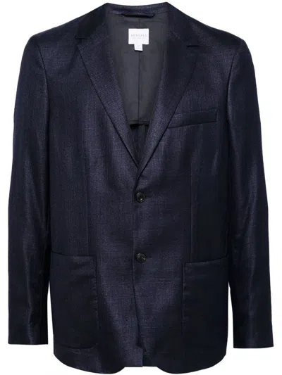 Shop Sunspel Single Breasted Blazer In Blue